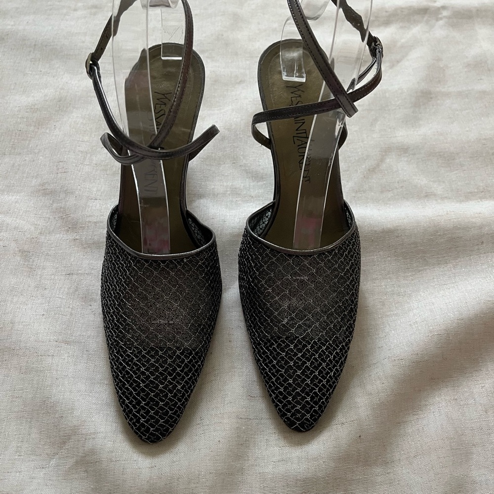Yves Saint Laurent Silver Mesh Heels US 8